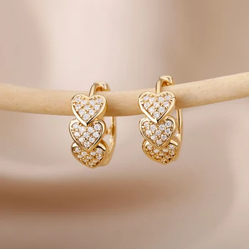 Zircon Heart Hoop Earrings for Women Stainless Steel Gold Color Piercing Earrings 2022 Trend Aesthetic Jewelry Gift