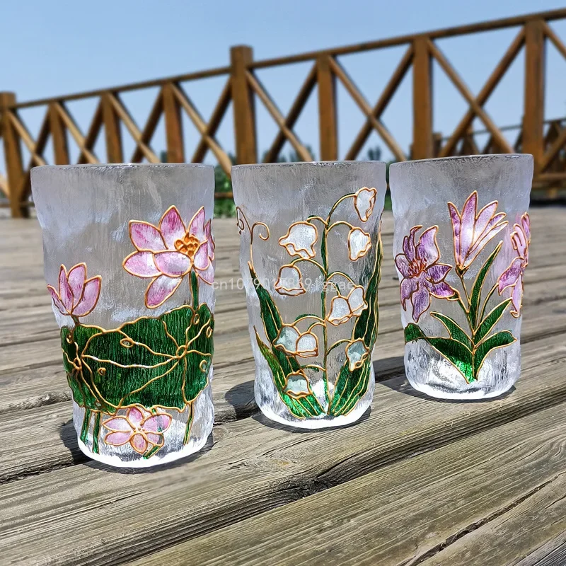 

Instagram Internet Celebrity Hand-painted Flower Japanese Crystal Water Cup, Home Girl Heart Glacier Beer Cup