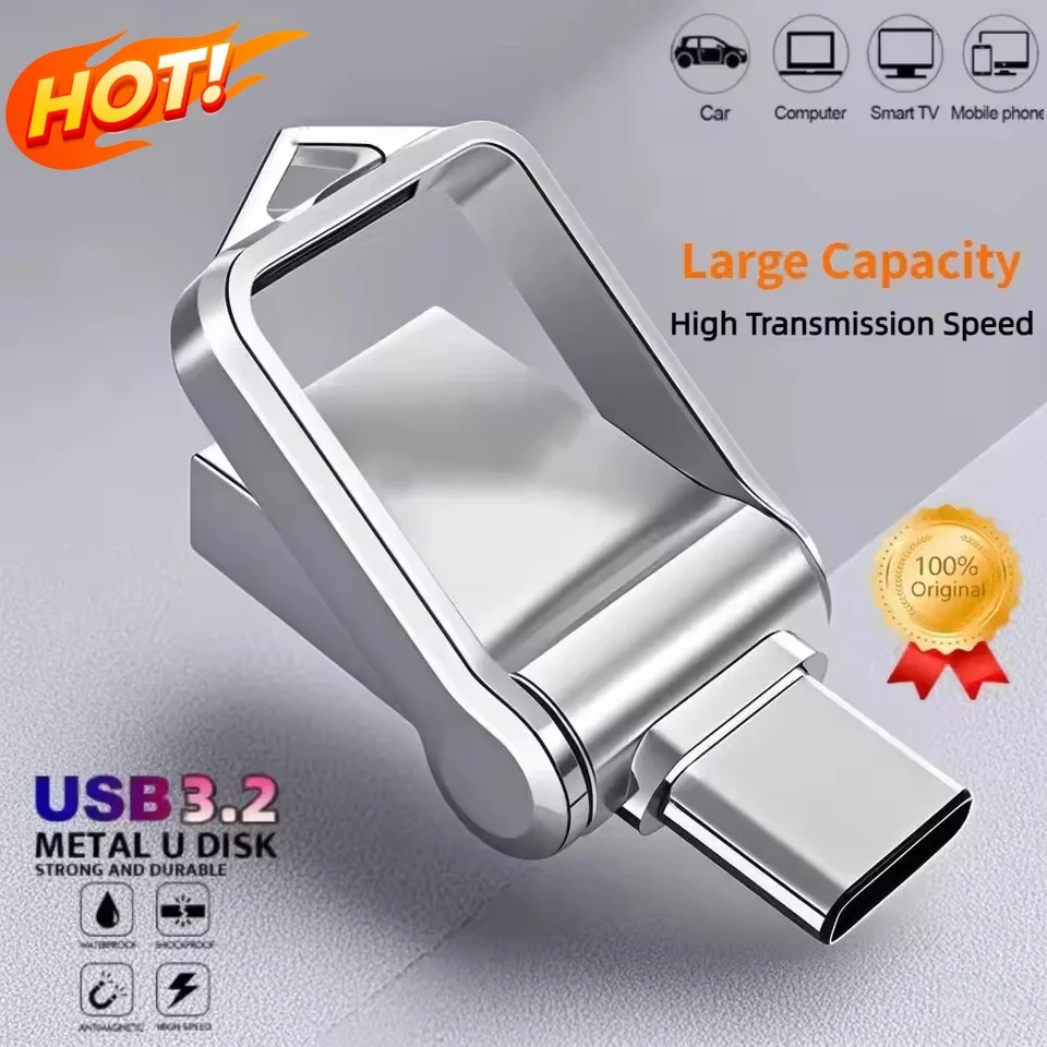 Clé USB en métal 3.2 Type C, transfert ultra rapide, étanche, double usage, 32 Go, nouvelle clé USB