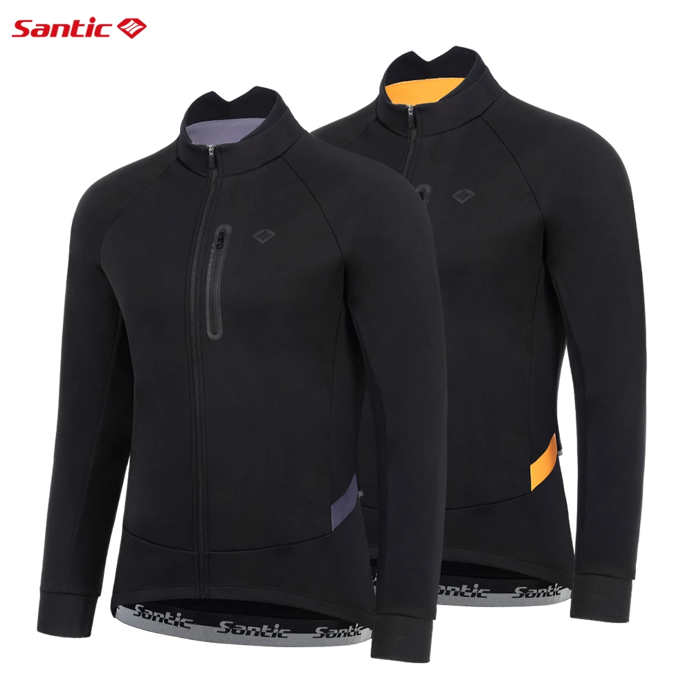 Santic 남성용 플러시 사이클링 재킷, 따뜻한 겨울 사이클링 재킷, 방풍 반사