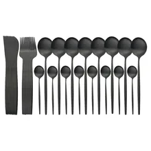  Matte Gold Dinnerware Set Service For 8 People Stainless Steel Cutlery Set Knife Fork Spoon Tableware Set Kitchen Flatware 