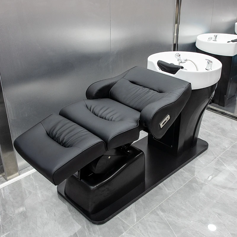 Electric Lifting Shampoo Chair Barber Shop Dedicated Recliner Hair Salon Shampoo Chairs Hairstyle Cadeira Salon Furniture QF50SC