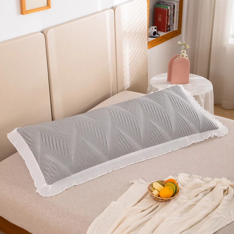

Summer Cool Long Pillowcase Jacquard Lace Edge Couple Pillow Case Large Size Bed Hugging Body Pillow Cover