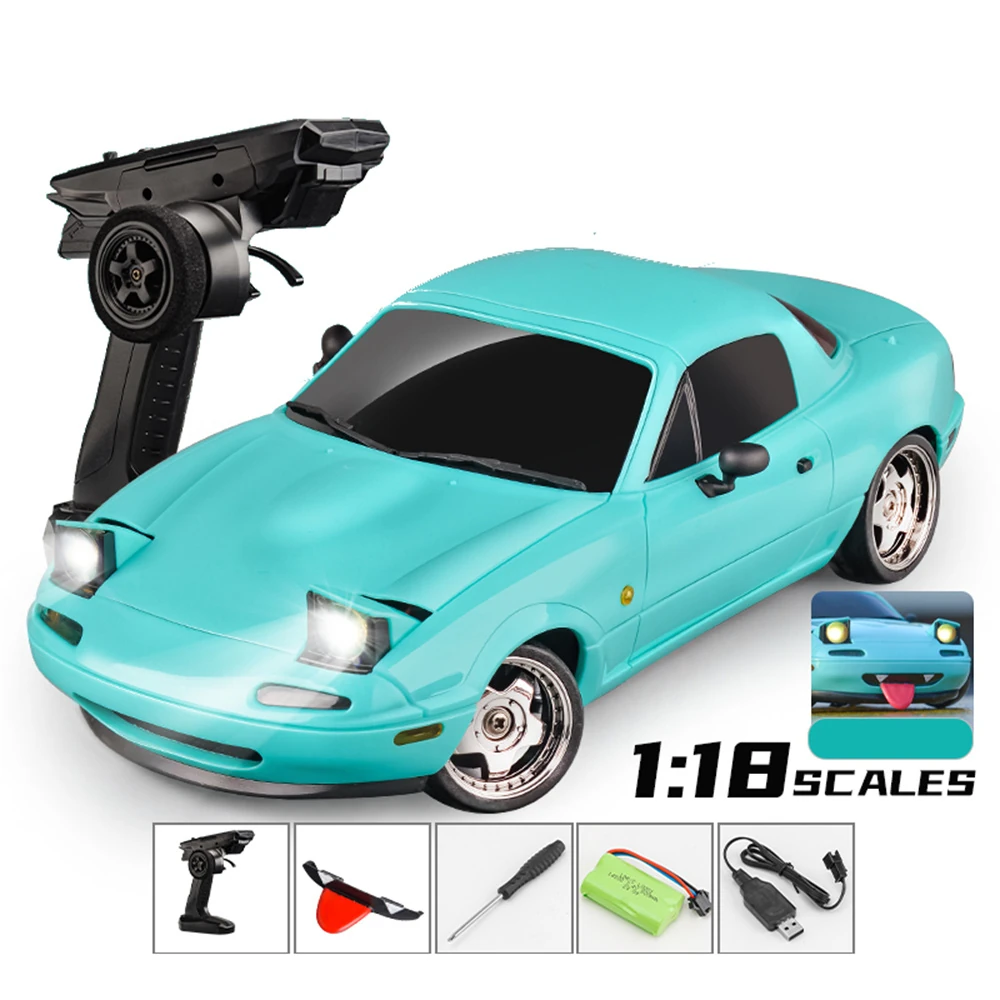 LDRC 1804 RTR 1/18 2.4G RWD RC Car Drift for Mazda MX-5 Gyro LED Light On-Road Full Proportional Alloy Body Shell Racing Vehicles Models Toys