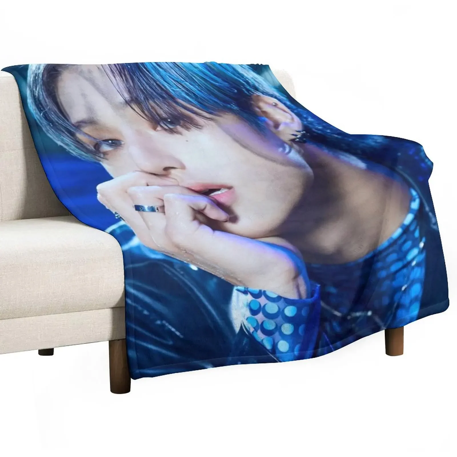 

Wooyoung ATEEZ Deja Vu Throw Blanket Loose Furry Decorative Beds Blankets