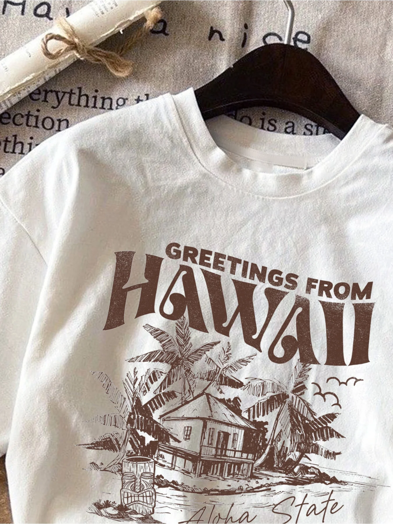 2026 casual and comfortable children's clothing house tree print short sleeved solid color top T-shirt, casual travel