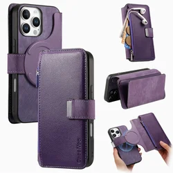 Versatile Leather Wallet Phone Case with Multi Card Slots and Retro Buckle Cover - iPhone 17 Air (Purple)