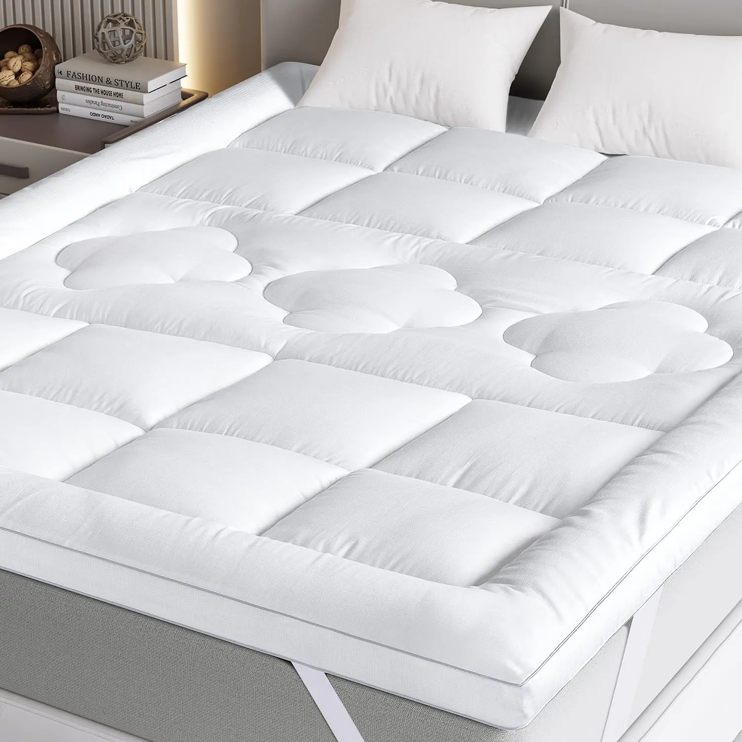 King Mattress Topper,Extra Soft Pillow Top Mattress Topper for Firm Bed,Extra Thick 800 GSM Down Alternative Fill,76 * 80 Inches