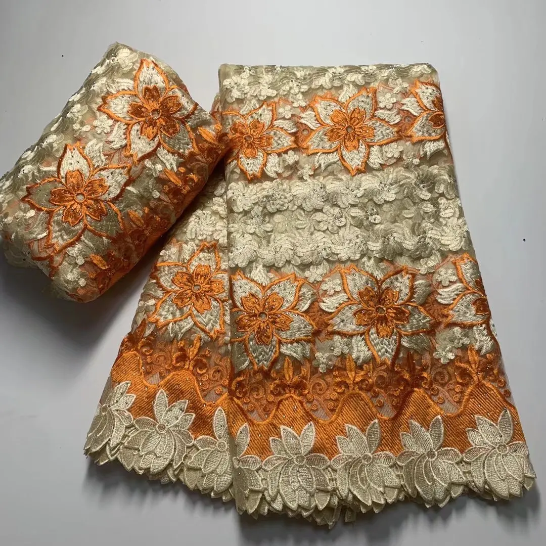 2022 High Quality African Lace Fabric With Stones African Embroidery Guipure Lace Fabric For Nigerian Net Lace Women Dress 