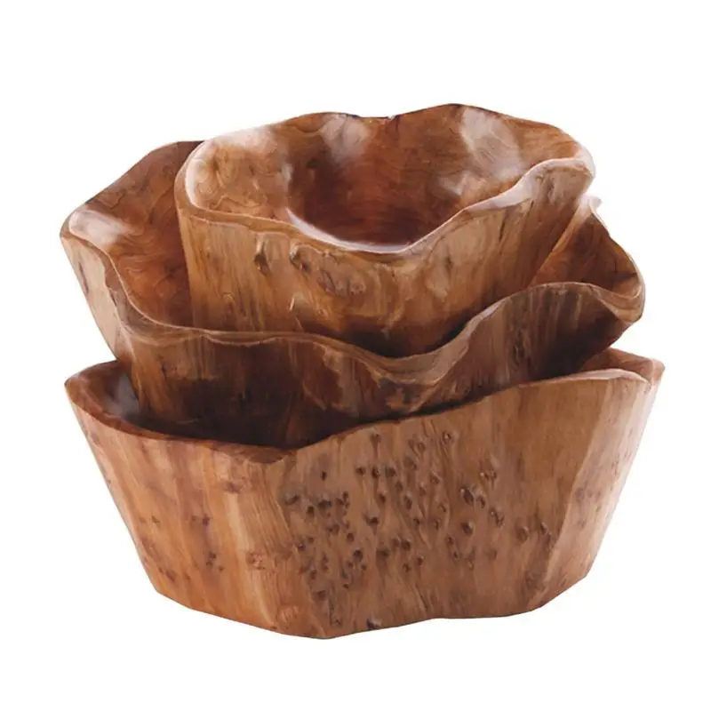 

Wooden Bowl Handmade Teak Root Bowl Farmhouse Style Tray For Table Decoration Serving Wooden Fruit Bowl For Kitchen Counter