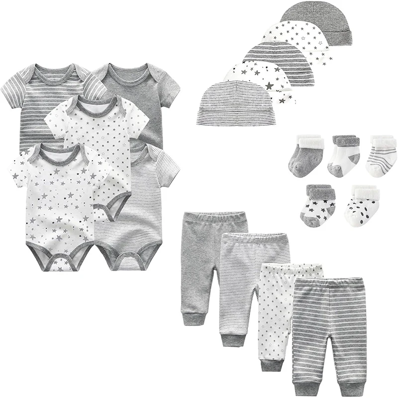 Unisex Baby Boy Girl Layette Sets Bodysuits Pants And Accessories 19 Packs Comfort Infant Outfit New Born Essentials 3