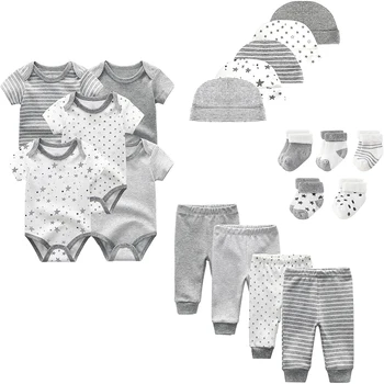 Unisex Baby Boy Girl Layette Sets Bodysuits Pants And Accessories 19 Packs Comfort Infant Outfit New Born Essentials 3