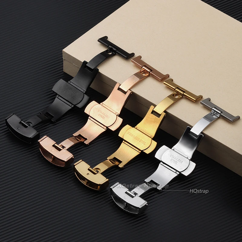 Polished Stainless Steel Butterfly Buckle Watch Clasp Accessory