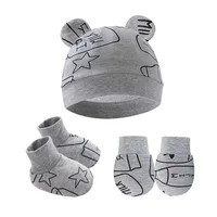 Newborn Baby Cap No Scratch Mittens Baby Gloves Sock Set Newborn Hospital Hat Newborn Baby Mittens Anti Scratch 4