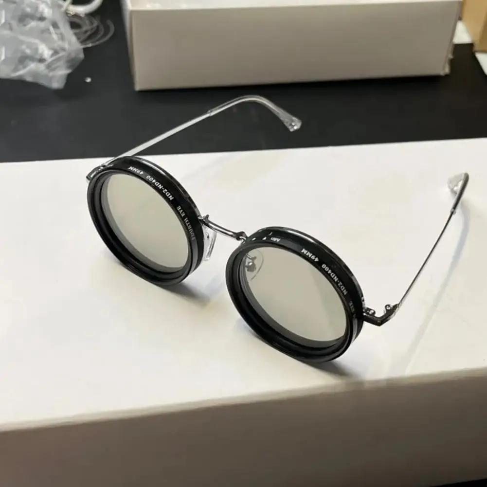 Lunettes De Soleil Polarisées à Teinte Ajustable - Lentilles Rondes Rétro, Filtre UV400 - Monture Zinc