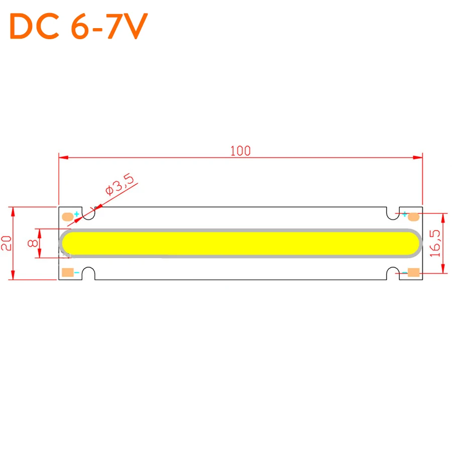 Description Picture 3 of item100*20mm 10W 6-7V 9-11v COB Chip For LED Flood Light Cold White Warm DIY LED Spotlight Lamp Home Lighting
