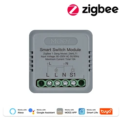 MOES Smart WiFi/Zigbee Mini Switch Module with Timer and Voice Control (ZigBee 1 Gang)