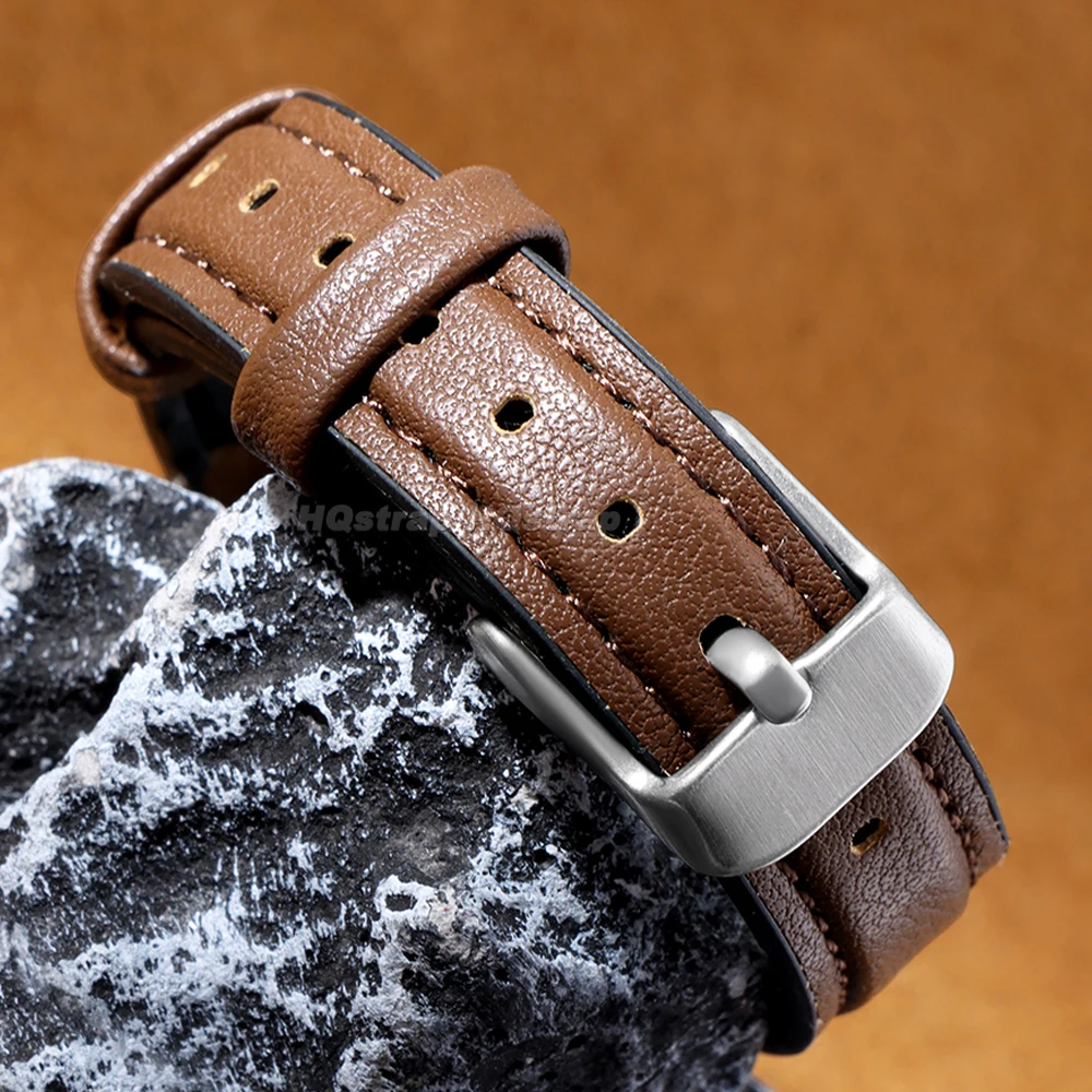 Sleek Leather & Silicone Quick Release Watch Strap - Ultra Thin Universal Wrist Band