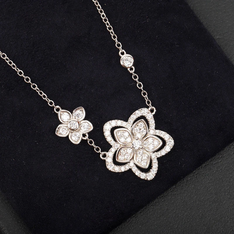 

SFE 925 Sterling Silver High Quality Multiflower Necklace Temperament Clavicle Chain Luxury Jewelry Valentine'S Day Gift