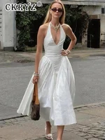 Ladies Summer Evening Party New Fashion Dress Women Sleeveless Backless V-Neck Sexy Birthday  Long Dresses 2025 Woman Streetwear