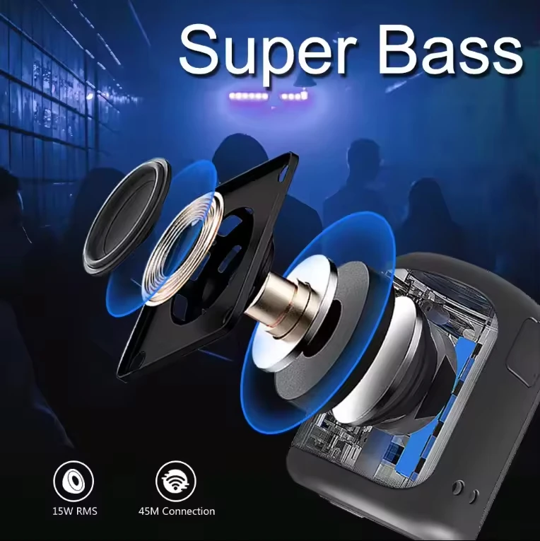 XDOBO Hot Selling Portable DracoMini Waterproof Wireless Blue tooth Outdoor Circular Deep Bass 15W Speaker 6