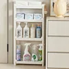 Multi-Layer Behind-The-Door Storage Cabinet Space Saving Trolley Rack for Bathroom & Kitchen Narrow Cabinet Organization 6