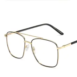 Men's Clear Lens Blue Light Blocking Metal Frame Glasses (Black - gold)