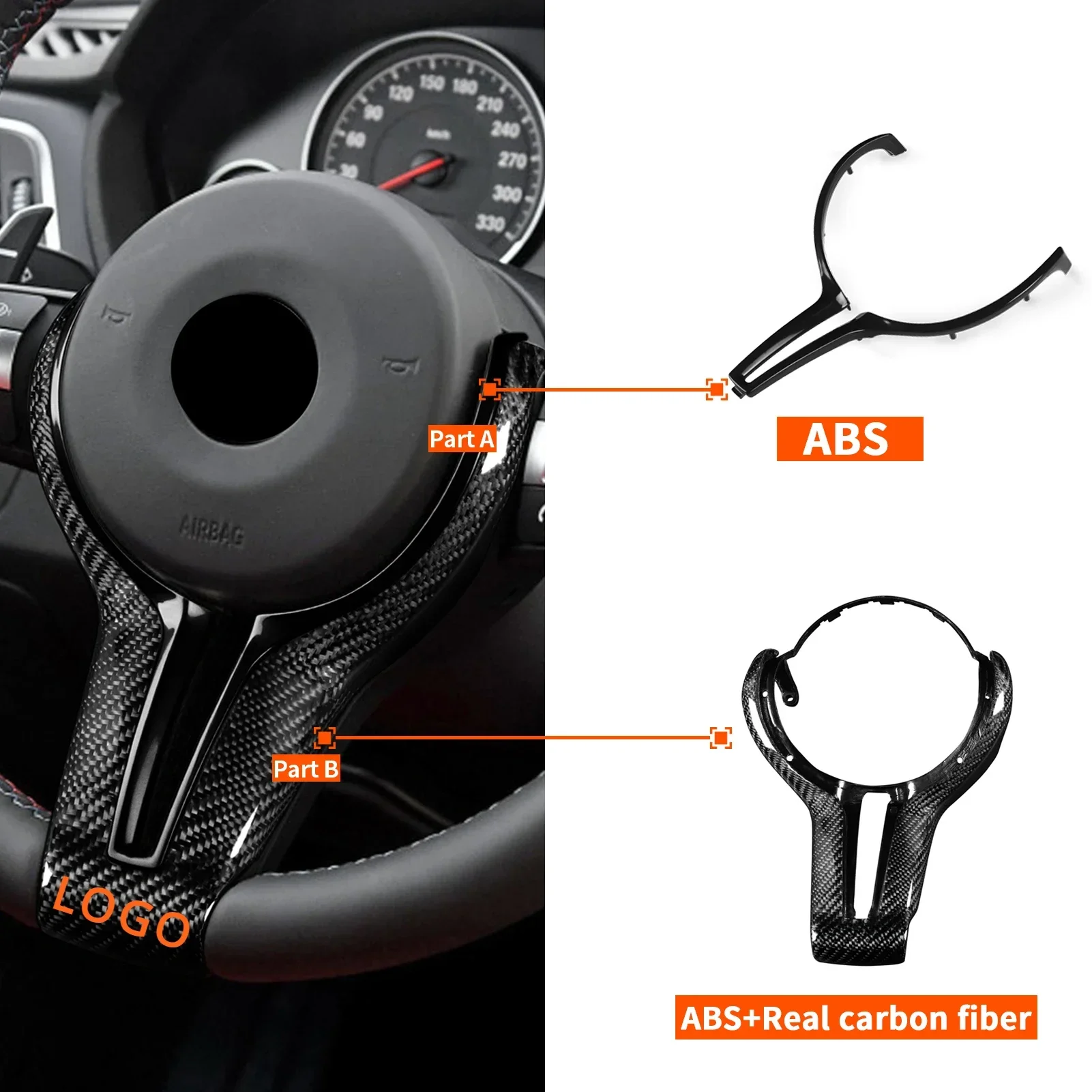 CarbonFiberMPowerSteeringWheelTrimReplacementMSportSteering