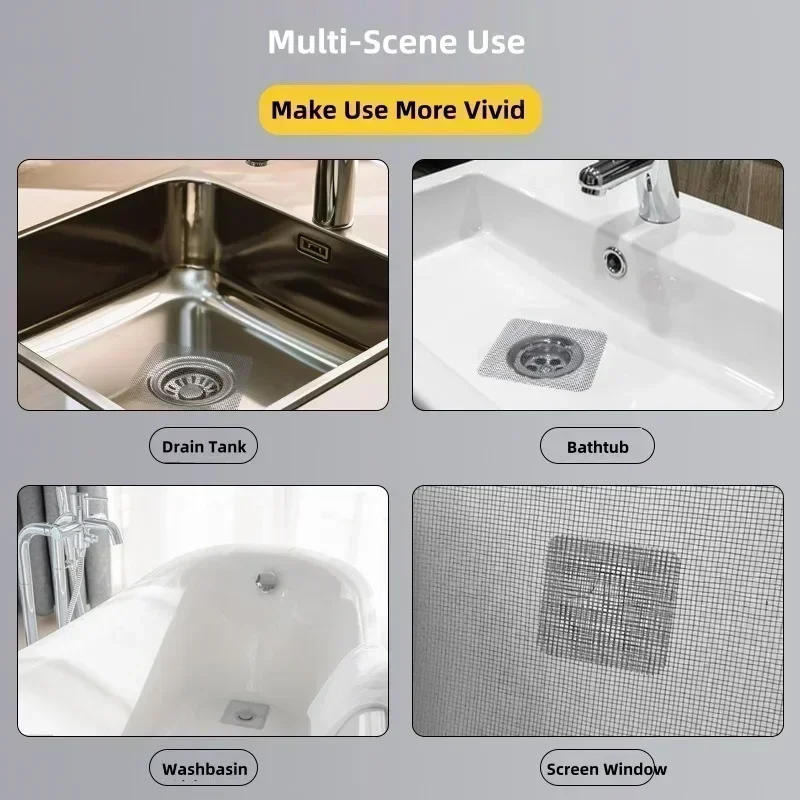 Shower Drain Catcher Disposable Hair Mesh Stickers For Bathroom Kitchen