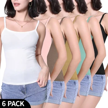 3/6piece Set Of Women's Multi-color Combination Fashionable Sexy Vest For Teenagers Comfortable Plus Size Four Season Base Shirt 1