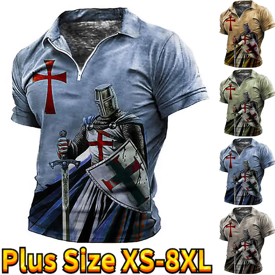 

2023 New Summer Men's 3D Printed Polo Shirt High-quality Short-sleeved Shirt Men's Lapel Zipper Casual Street T-shirt Clothing