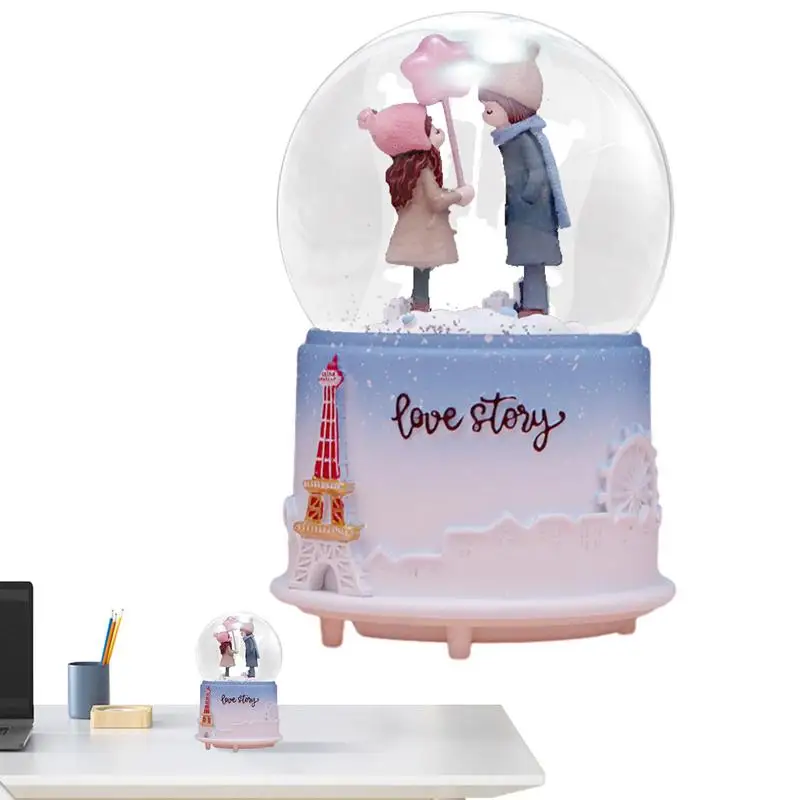 BESPORTBLE Unicorno Ala Musicale Neve Globo LED Stellato Accendi Musica Acqua Globo Luminoso Sfera di Cristallo Decorazione da Collezione per Capodanno Vacanza Decorazioni per La