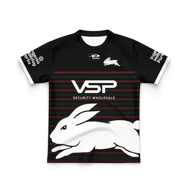 thumbnail image 1 of Camiseta de rugby local/visitante/entrenamiento para niños de South Sydney Rabbitohs 2024 - Talla para hombre: 16-26 (nombre y número impresos) Calidad superior, 1 of 4