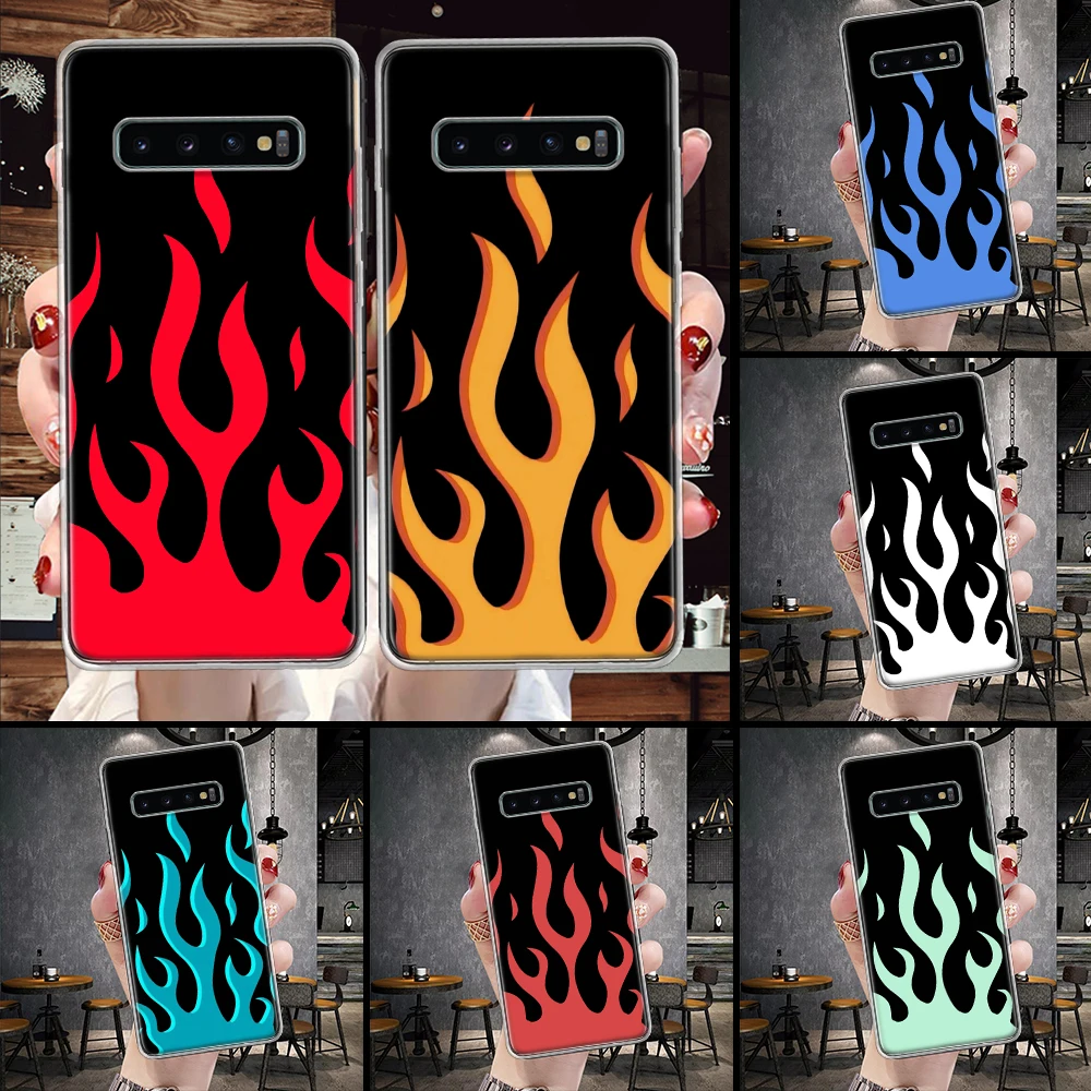 Cool Green Red Flame Fire Phone Case Per Samsung Galaxy S21 S20 Fe S22 S23 S24 Ultra S10 Plus S9 + S8 S10E Soft Cover Shell Coqu