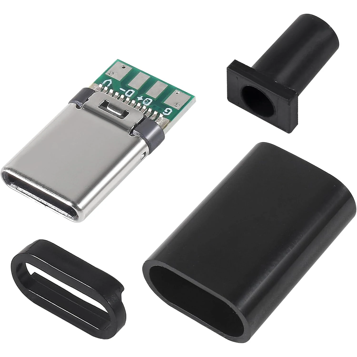 Paquet de 10 connecteurs USB C-connecteur USB 3.1 mâle de Type C pour la réparation de câbles-adaptateur à souder avec carte PCB noir