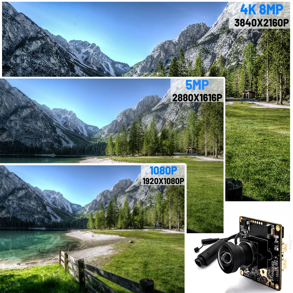 4K IP Camera Module 8MP 30FPS Webcam Board HD No Distortion Lens Human Motion Detection Onvif RTSP Security Protection For Drone 2