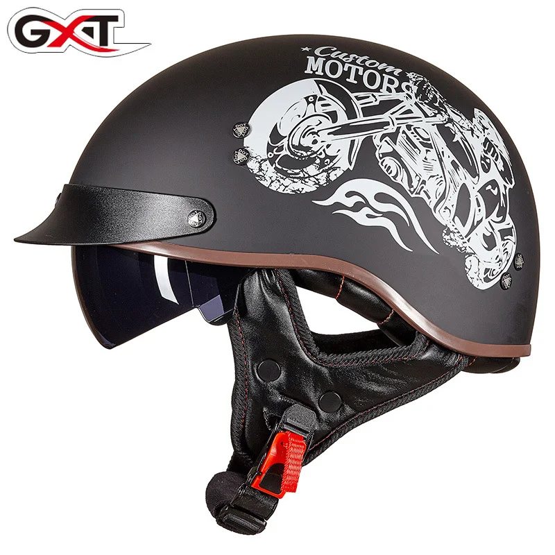 

Motorbike Half Helmet Open Face Retro Scooter Half Face Motorcycle Helmet DOT Certification Racing Helmet The Four Seasons