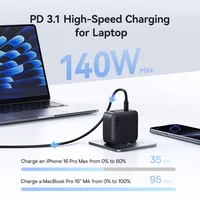 【New Sale】Baseus 140W GaN Charger PD Charger USB C Charger Fast Charge For Macbook Tablet Phone Charger For iPhone 17 16 15 14 - Image 2