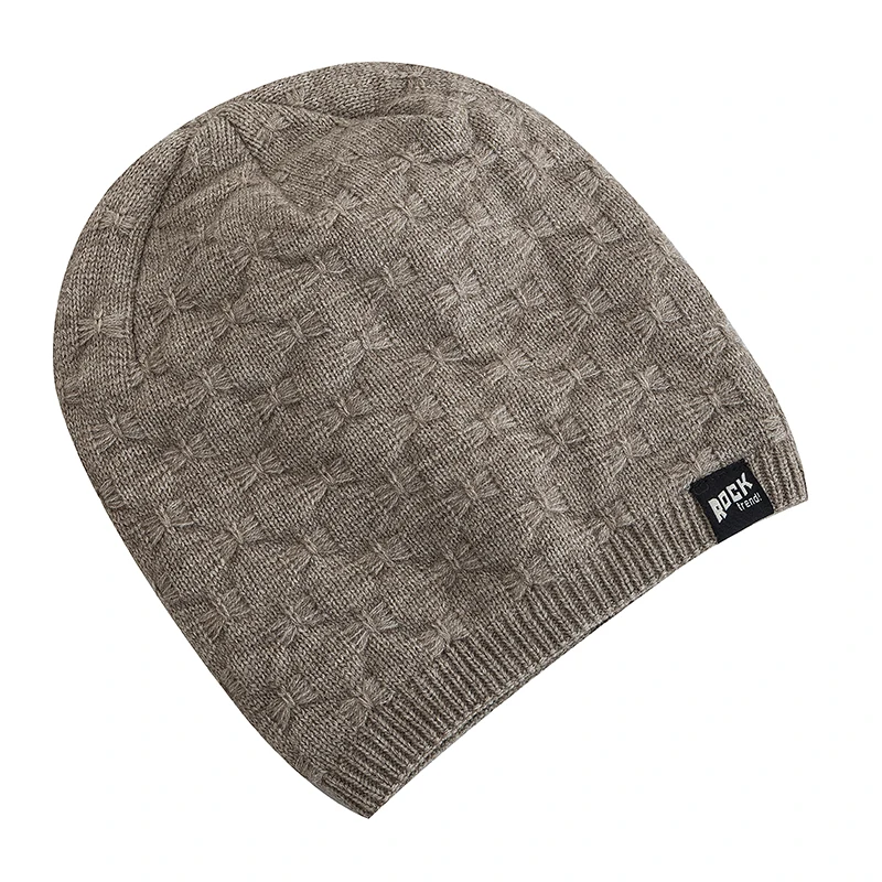 Hot Sale Unisex Beanie Hats For Men & Women Warm Ski Winter Hat Rock Letter Label Decor Plush Lined Warm Knitted Hat