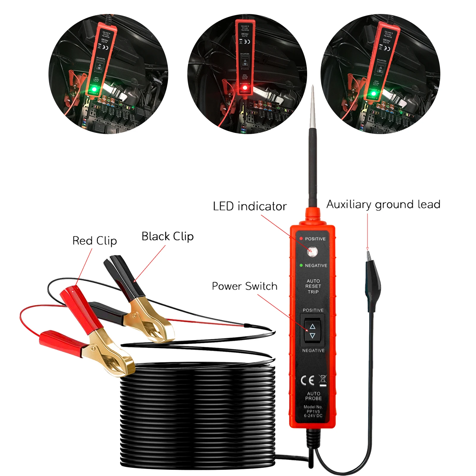 

6-24V DC Automotive Electric Circuit Tester Car Electrical System Tester Multifunctional Electrical System Diagnosis Tool Repair