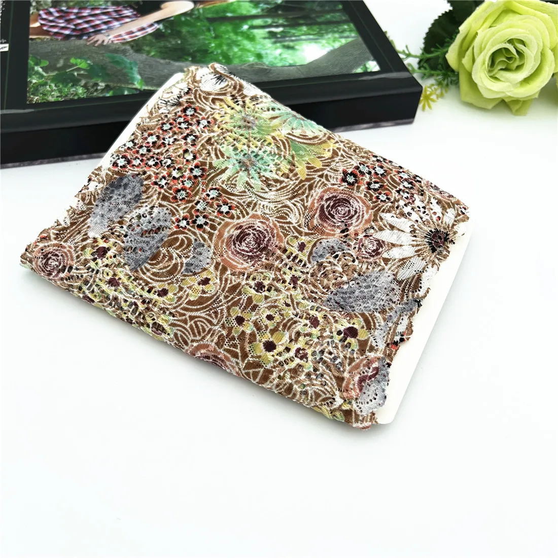 3y/lot Width 16cm Mixed Color Flower Elastic Stretch Lace Trim 3