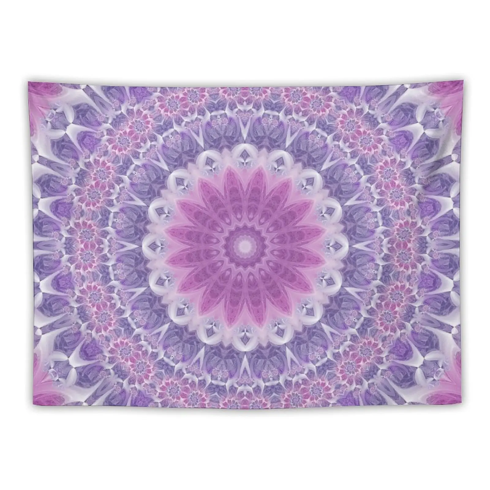 

Purple and Pink Fractal Mandala Tapestry Hanging Wall Home Decor Aesthetic Tapestry