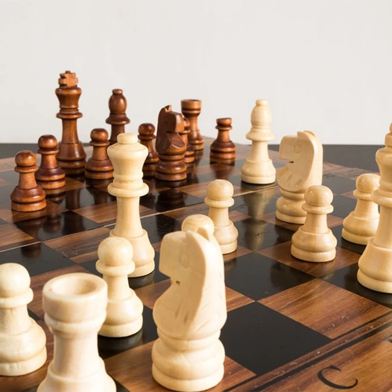 32Pcs/lot Wooden International Chess Pieces with No Board, Portable Chess Pieces Replacement Tournament Set
