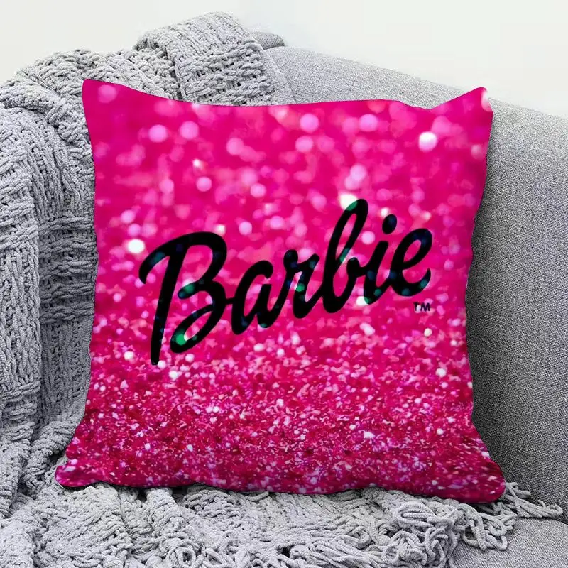 

Cartoon Barbie Cushion Kawaii Pillow Case Fashion Decoration Delicate Pink Car Backrest Cute Girls Removable Cushion Gifts
