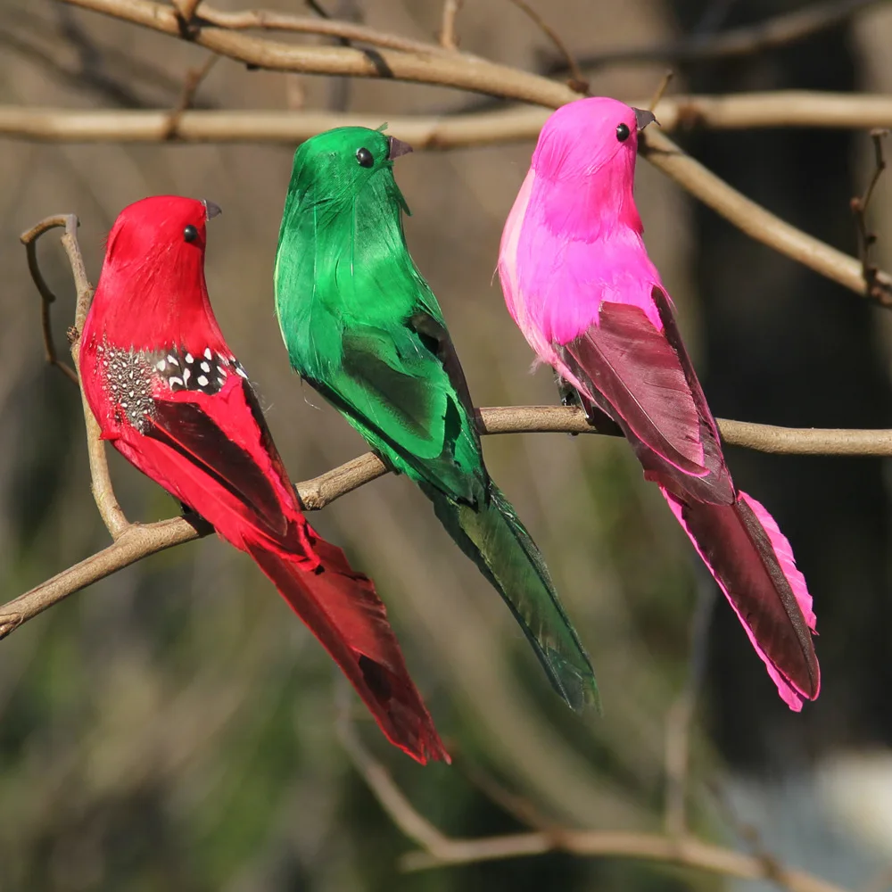 Parrot Ornaments Parrot Garden Props Artificial Feather Bird Decoration Creative Foam Home Outdoors Garden Wedding Decoration Ornament 1pc Feather Artificial Parrots Imitation Bird Model DIY Party Use