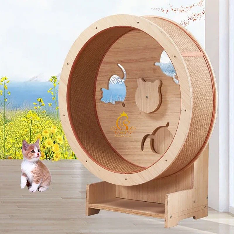 EUR PET 고양이 러닝 휠 자작나무 공예 다층 보드 크라프트 종이 로프 기둥 애완동물 운동용 장난감 고양이 트레드밀