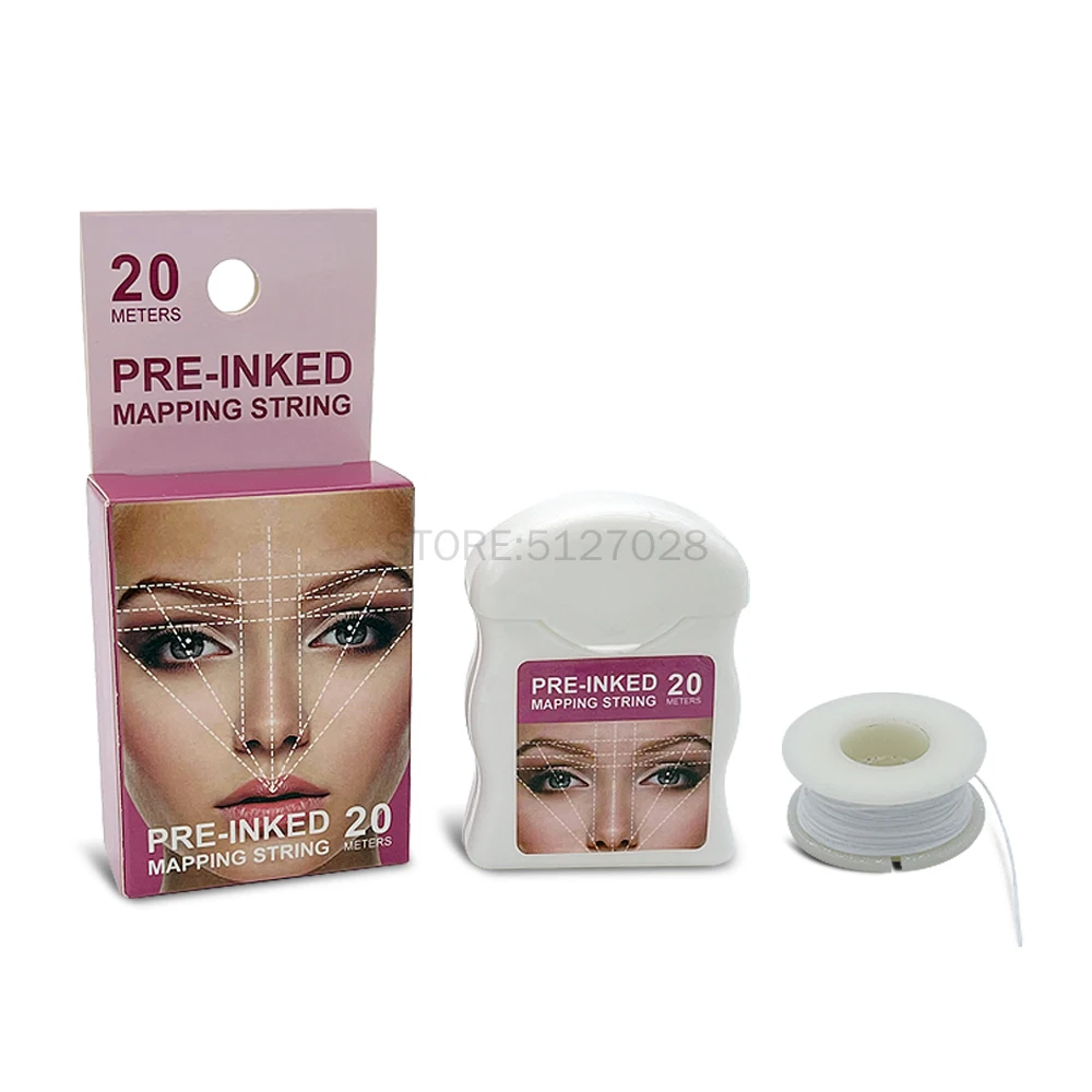 20m Microblading Mapping String Pre-Inked Eyebrow Marker Thread Tattoo Brows Point White Mapping String Beauty Tools Wholesale