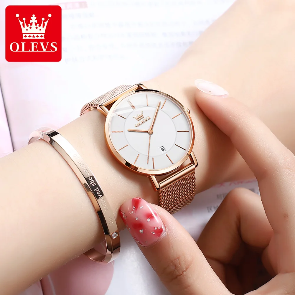 OLEVS 5869 Women's Watch Japan Quartz Movement Quartz Watch For Women High Hardness Mirror Thin Case Waterproof Date Wristwatch