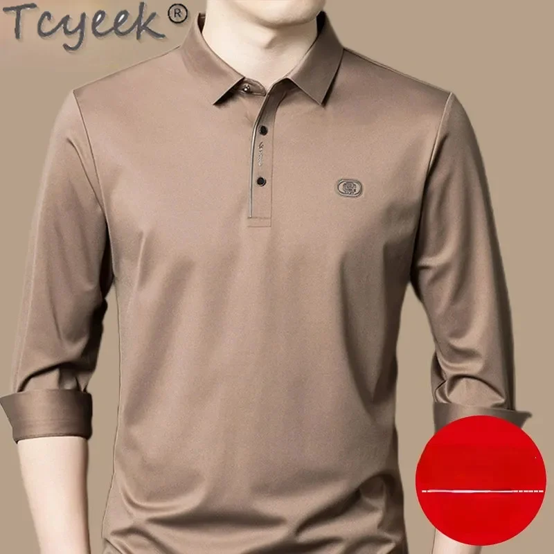 

Tcyeek 100% Mulberry Silk Long Sleeve Shirt for Men 2023 Autumn Business Casual Style Clothes Shirts Men's Clothing Camisas Cjk