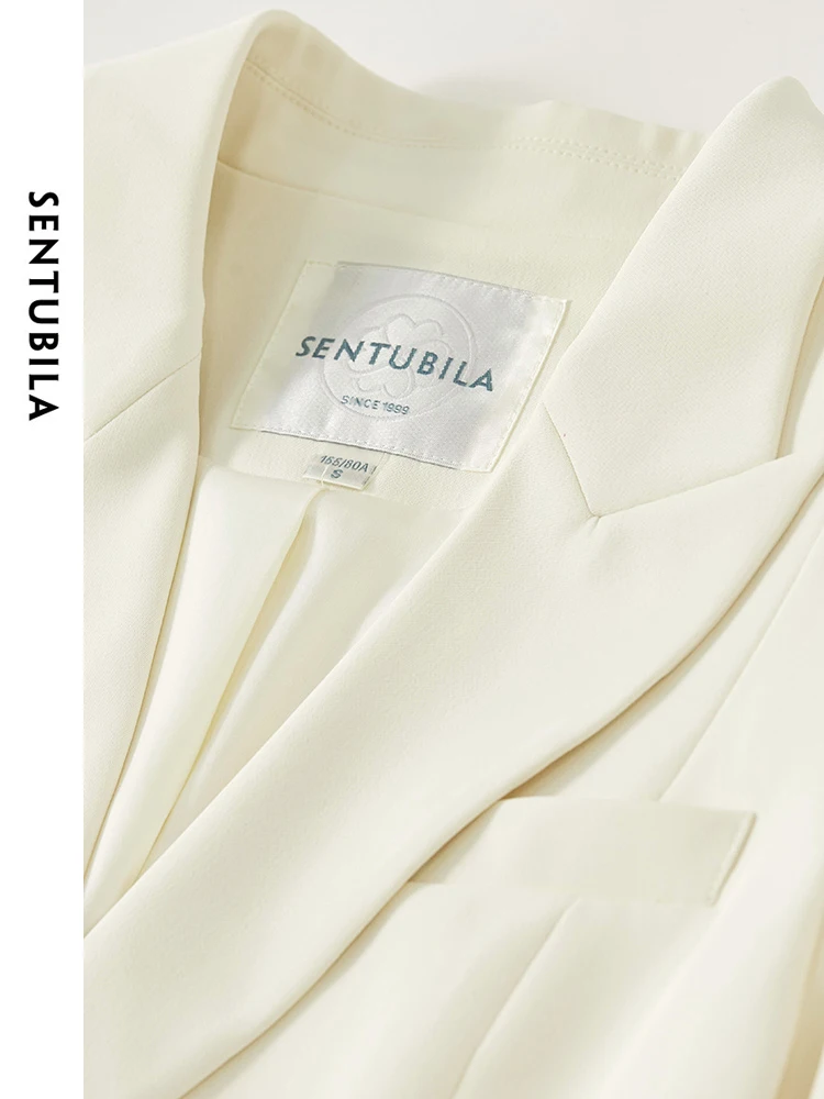 SENTUBILA Spring Solid Business Blazer Office Ladies 2024 Loose Notched Suit Jacket Long Sleeve Coat Woman Clothing 141X53294